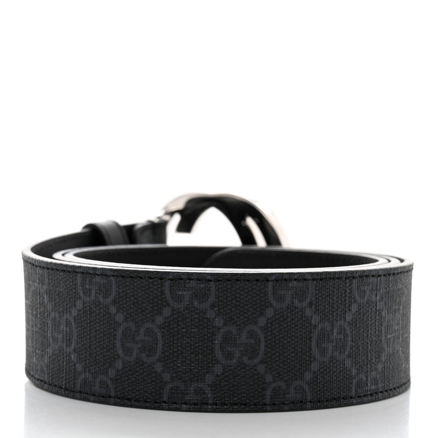 GG Supreme Monogram Selleria Calfskin Interlocking G 40mm Belt 95 38 Black Grey