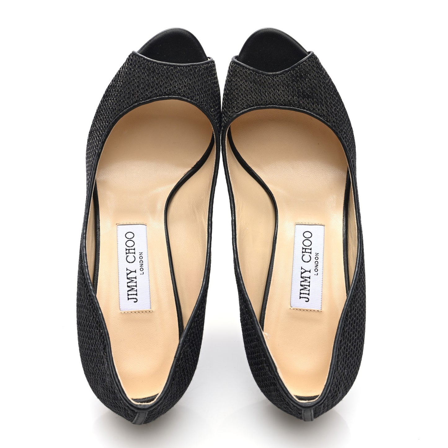 Fabric Woven Peep Toe Wedges 38 Black