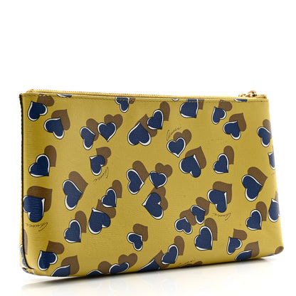 Gucci Calfskin Heartbeat Print Large Pouch Yellow Multicolor 3 of 11