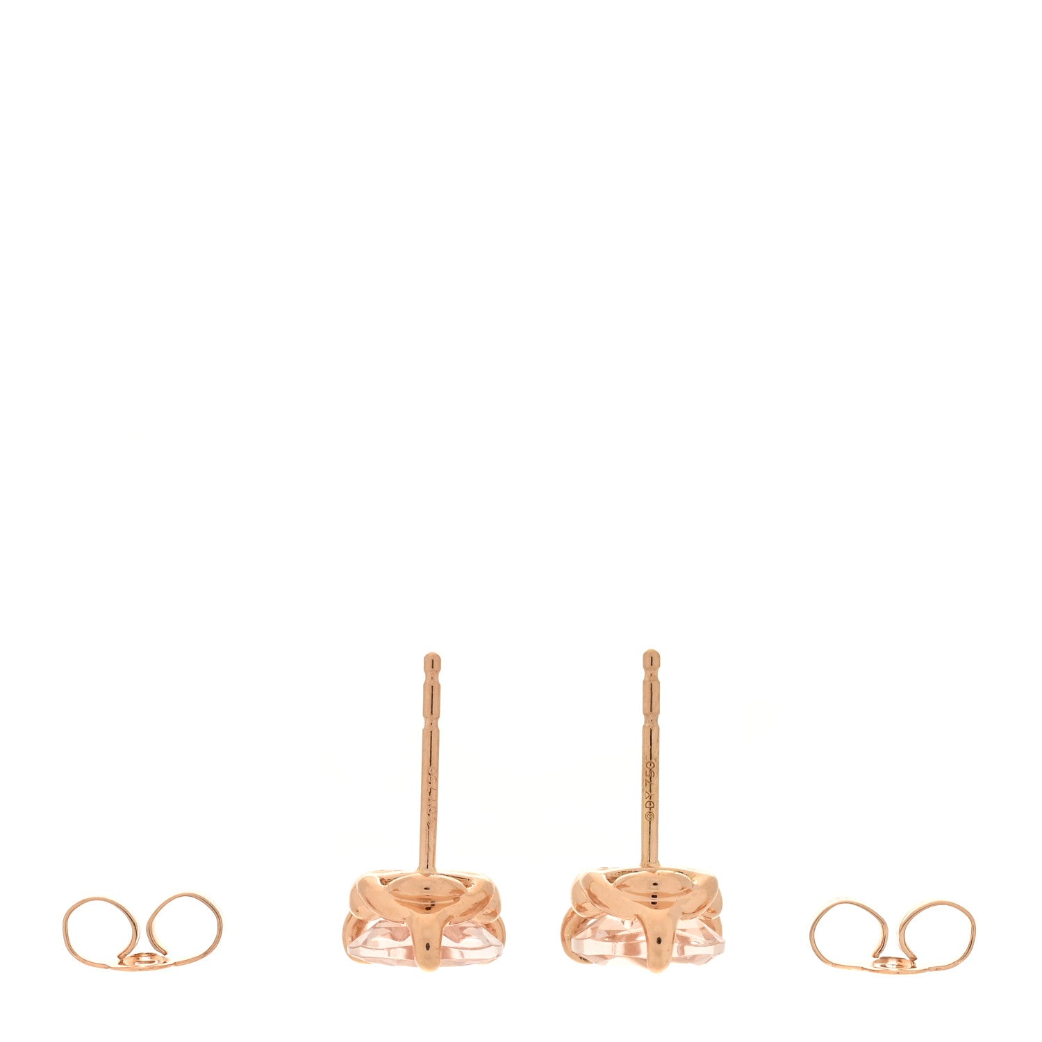 David Yurman 18K Rose Gold Morganite Heart Stud Earrings 3 of 4