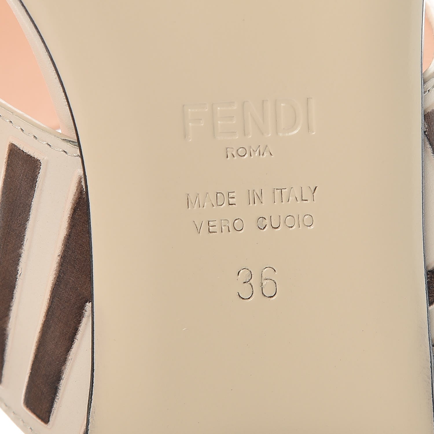 Fendi Vitello FF Embossed Buckle Flat Mules 36 Camelia Moresco 6 of 8