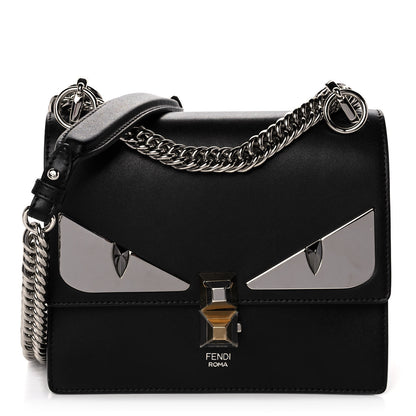 Fendi Vitello Liberty Lucido Metal Monster Eyes Studded Small Kan I Shoulder Bag Black 1 of 14