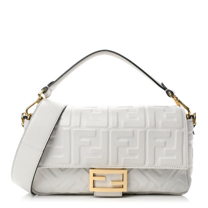 Fendi Nappa FF 1974 Embossed Baguette White 1 of 4