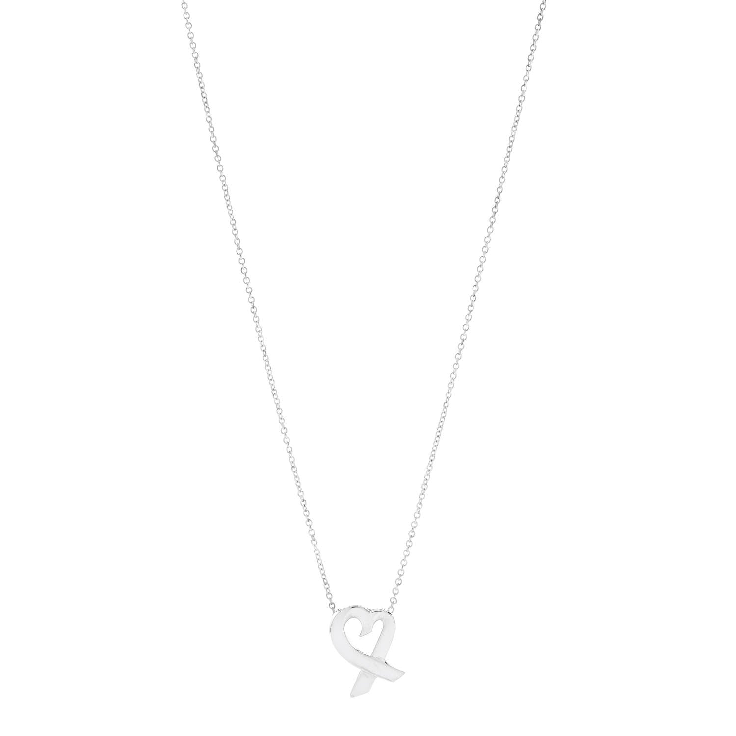 Tiffany Sterling Silver Paloma Picasso Loving Heart Pendant Necklace 1 of 5
