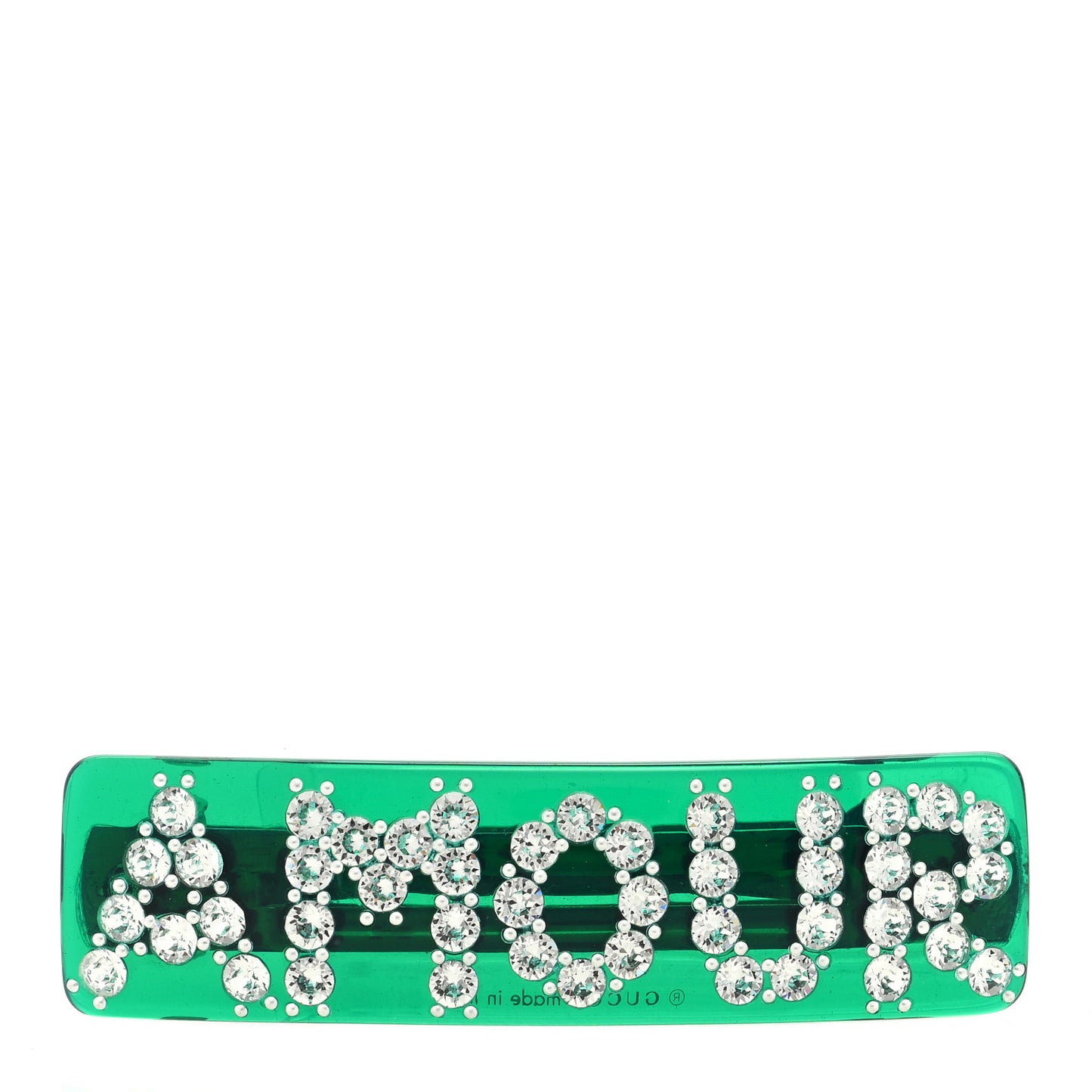 Resin Crystal Amour Single Hair Barrette Green