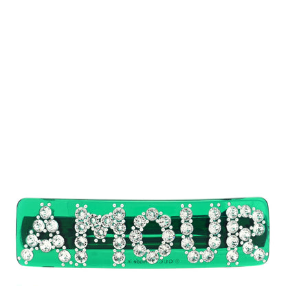 Gucci Resin Crystal Amour Single Hair Barrette Green 1 of 3