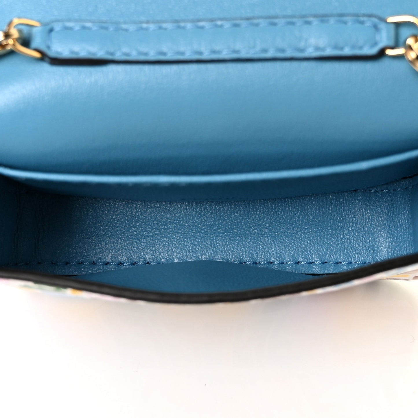 X SARAH COLEMAN Vitello Liberty Ceylon Micro FF Fish Eye Embossed Nano Baguette Charm Multicolor Cyber Blue
