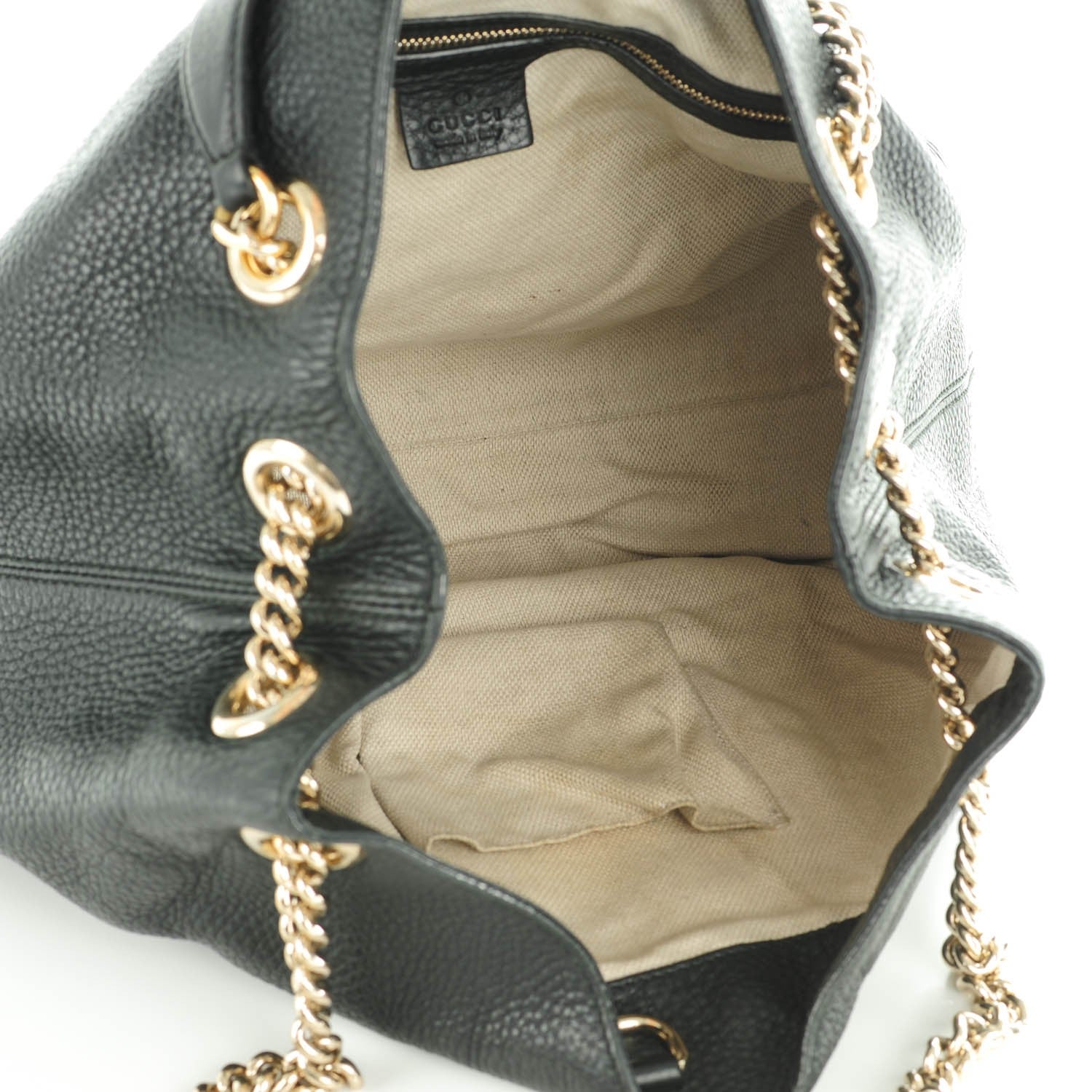 Gucci Pebbled Calfskin Medium Soho Chain Shoulder Bag Black 5 of 7
