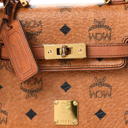 MCM Visetos Mini Heritage Top Handle Satchel Cognac 10 of 10