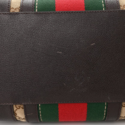 Gucci Monogram Vintage Web Medium Webby Bee Boston Dark Brown 16 of 18