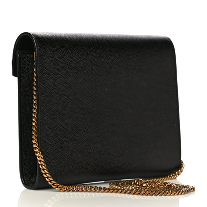 Saint Laurent Grain De Poudre Monogram Cassandra Chain Wallet Black 3 of 11