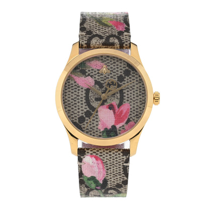 Gucci Stainless Steel Canvas 38mm G-Timeless Supreme GG Blooms Quartz Watch Brown 1 of 5