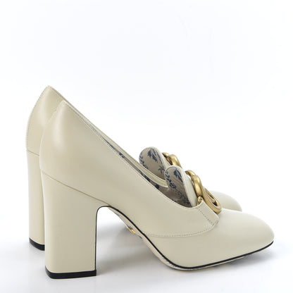 Gucci Malaga Kid GG Victoire 95mm Loafer Pumps 37 Vintage White 4 of 11