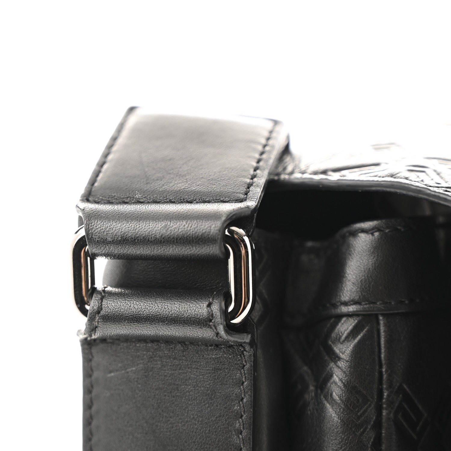 Versace Calfskin Embossed Medusa Messenger Bag Black 12 of 13