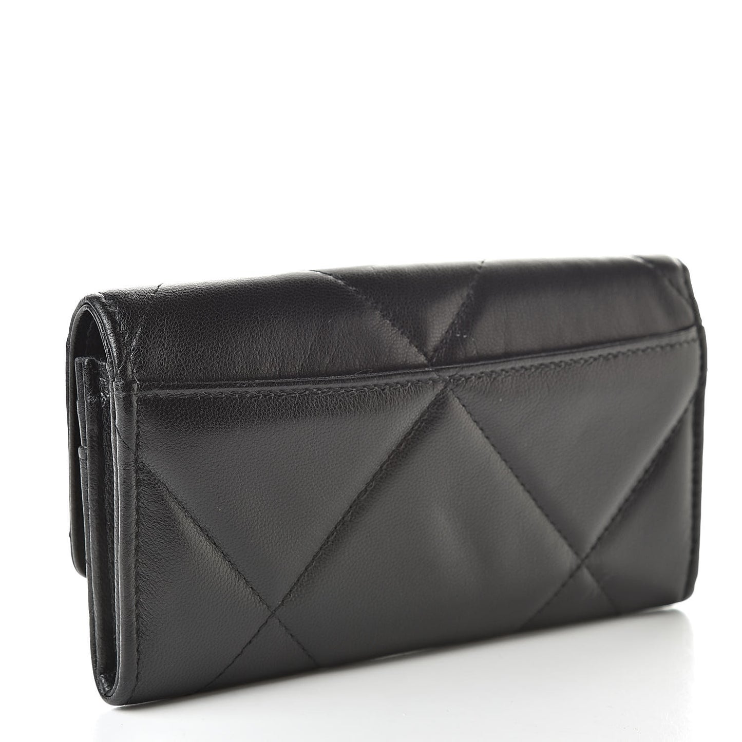 Goatskin Quilted 19 Flap Wallet Black