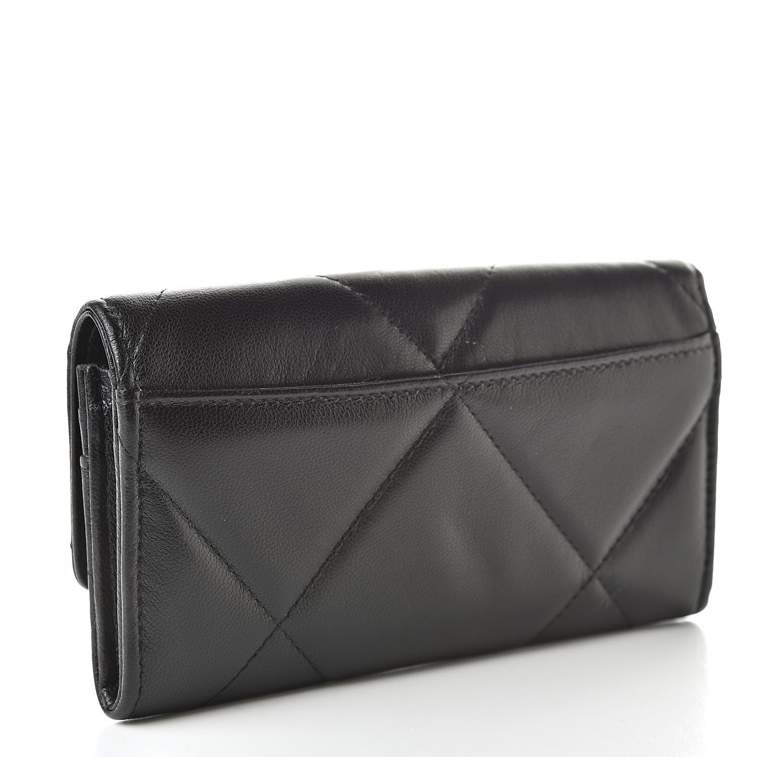 Chanel Goatskin Quilted 19 Flap Wallet Black 3 of 9