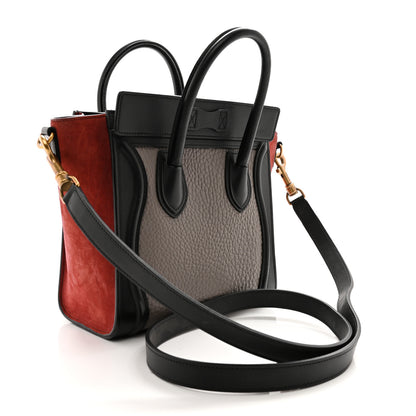 Celine Bullhide Calfskin Nubuck Nano Tri-Color Luggage Ruby 3 of 16