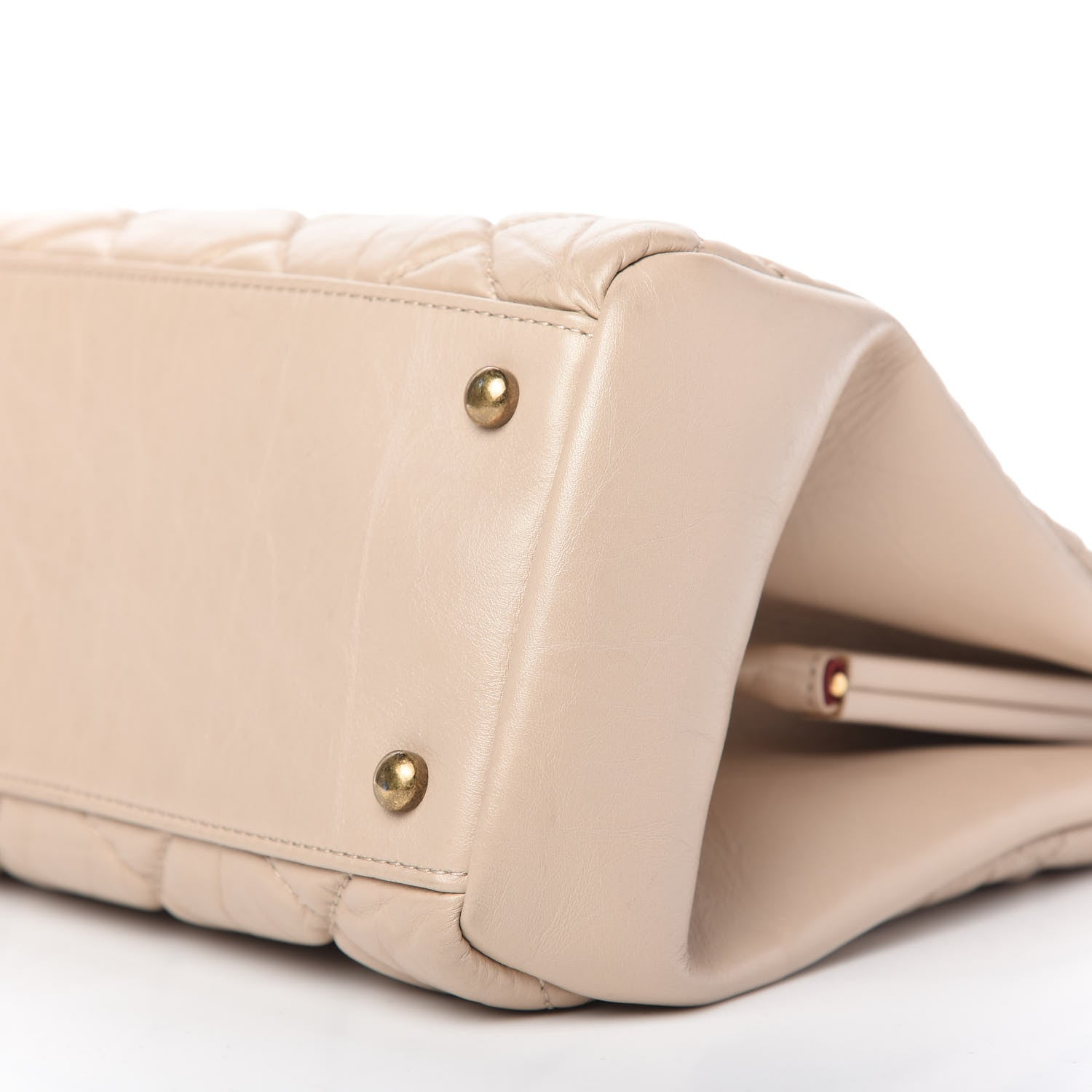 Chanel Aged Calfskin Large Just Mademoiselle Bowling Bag Beige 7 of 11