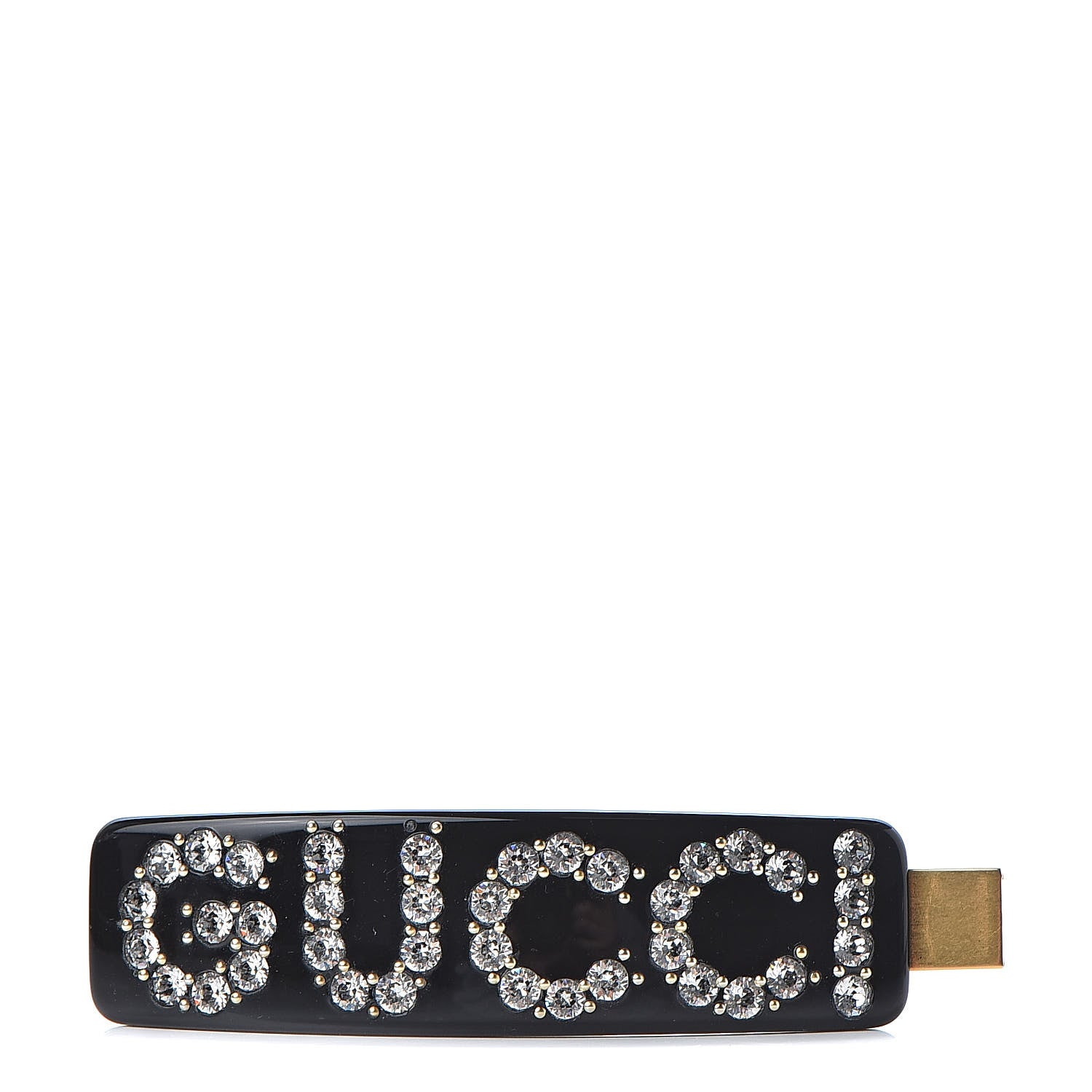 Gucci Resin Crystal Single Hair Barrette Black 1 of 4