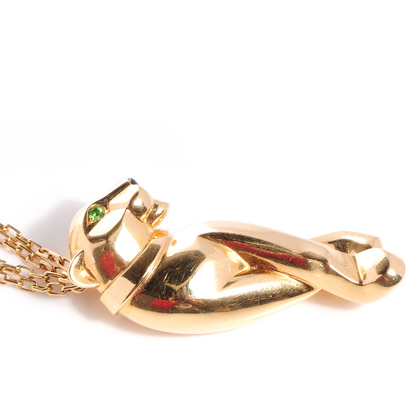 18k Yellow Gold Tsavorite Onyx Panthere de Necklace