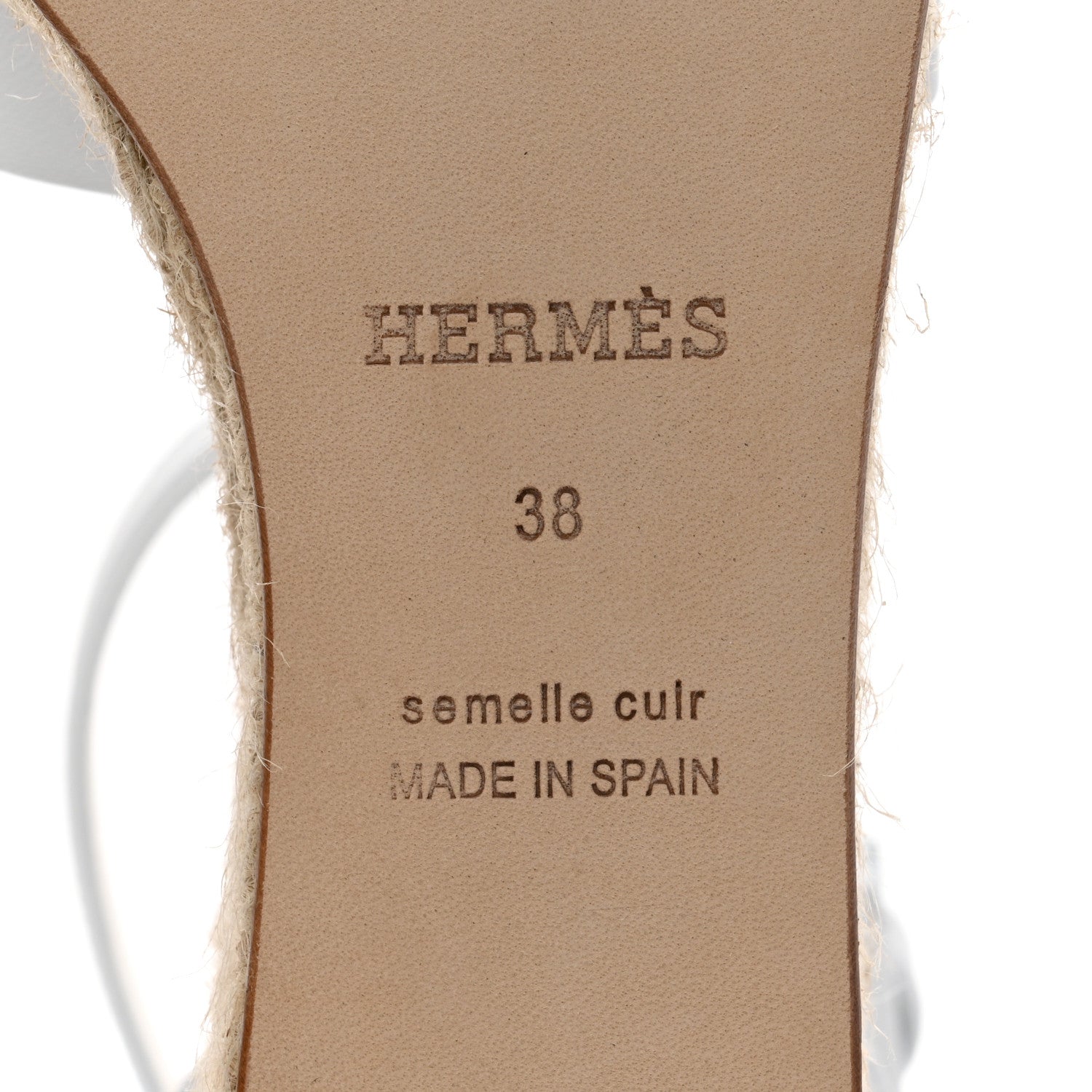 Hermes Goatskin Elda Espadrille Wedge Sandals 38 White 8 of 9