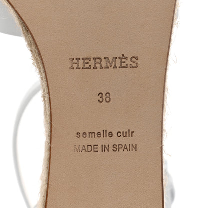Hermes Goatskin Elda Espadrille Wedge Sandals 38 White 8 of 9