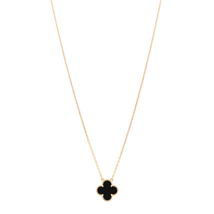 Van Cleef & Arpels 18K Yellow Gold Black Onyx Vintage Alhambra Pendant Necklace 1 of 5