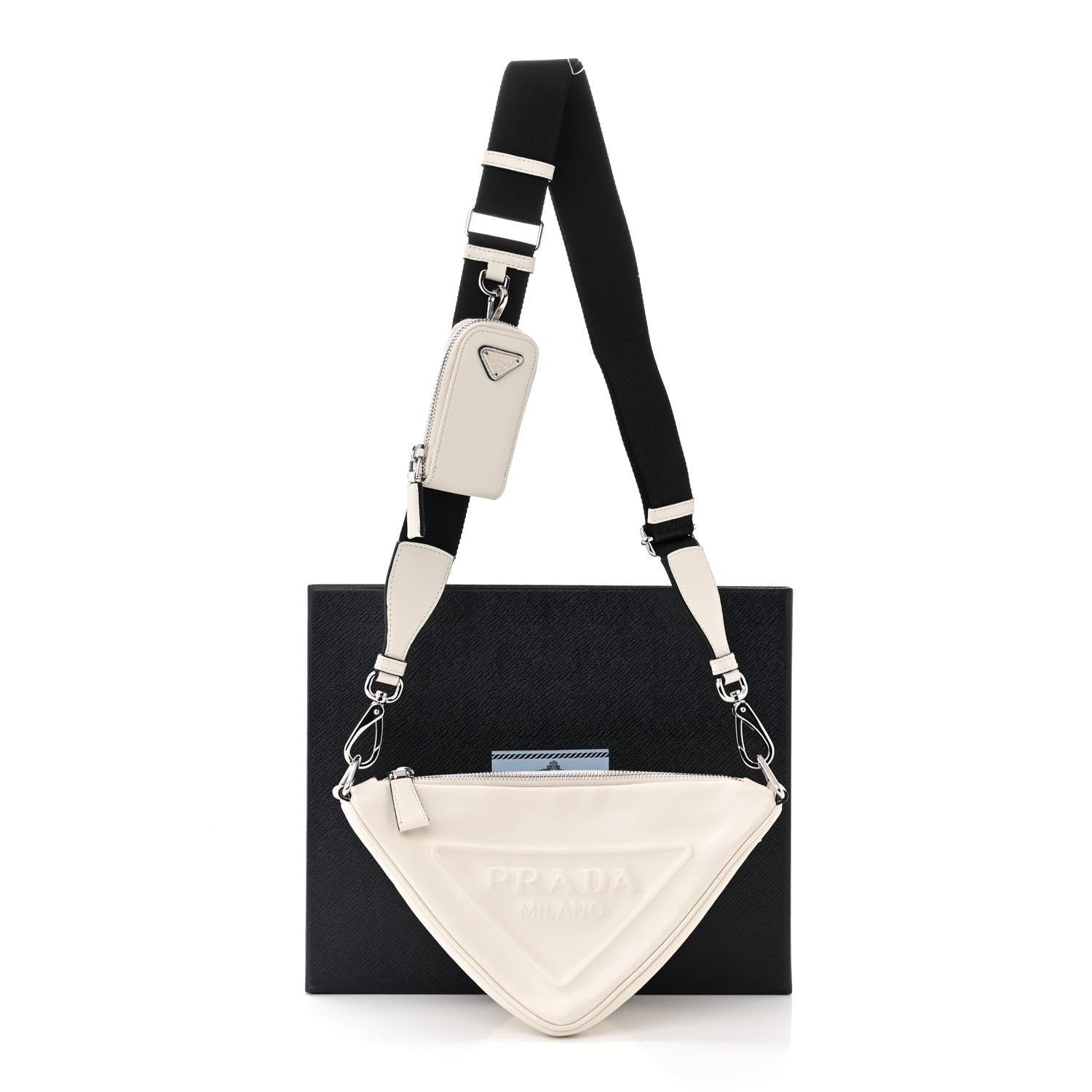 Prada Grace Lux Triangle Shoulder Bag White 12 of 12