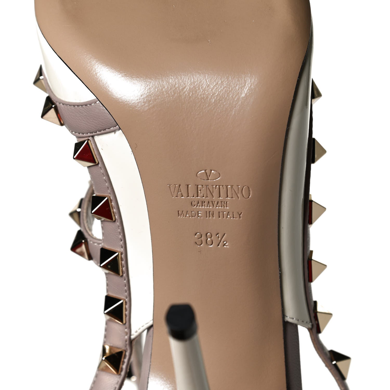 Valentino Garavani Patent Rockstud Ankle Strap Pumps 38.5 Ivory Poudre 8 of 10