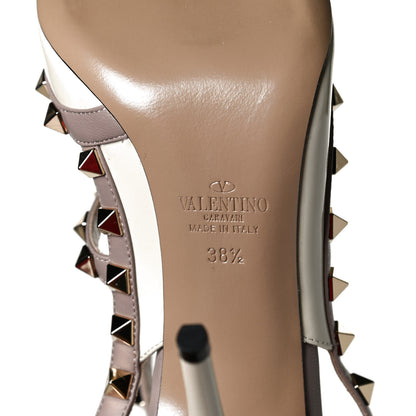 Valentino Garavani Patent Rockstud Ankle Strap Pumps 38.5 Ivory Poudre 8 of 10