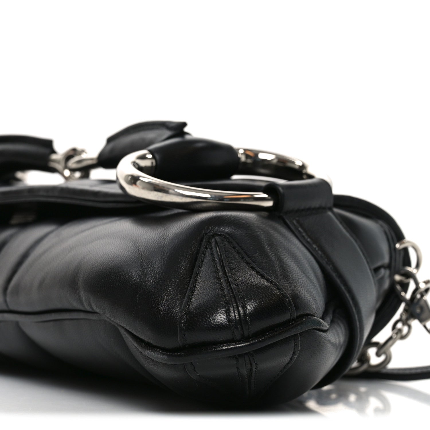 Gucci Nappa Vertical Matelasse Medium Maxi Horsebit Chain Shoulder Bag Black 18 of 19
