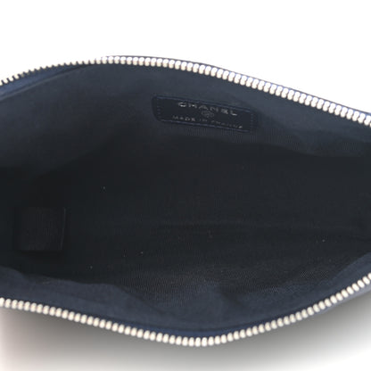 Chanel Lambskin Quilted Cosmetic Case Navy Blue 6 of 11