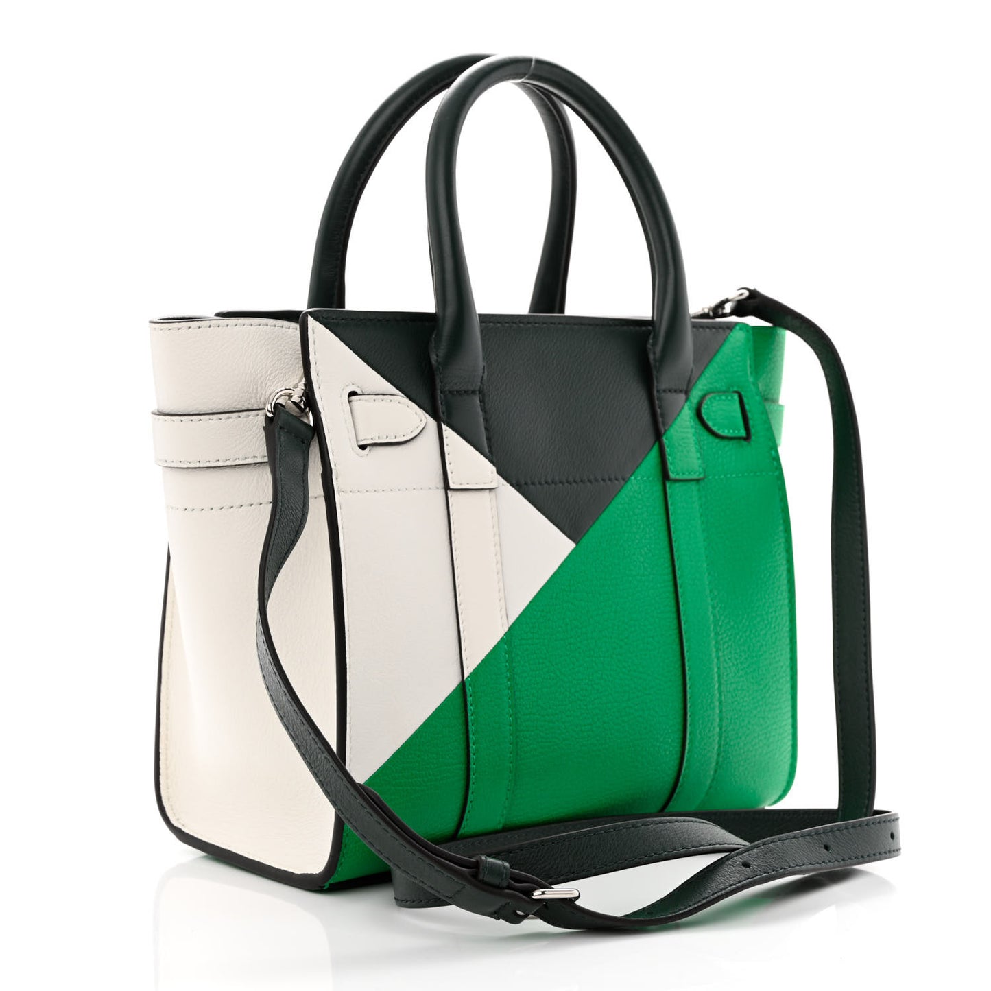 Small Classic Silky Calfskin Mini Zipped Bayswater Lawn Green White Mulberry Green