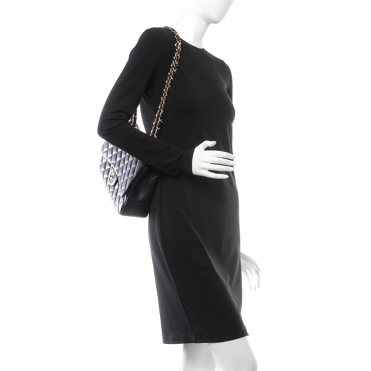Lambskin Quilted Jumbo Single Flap Black