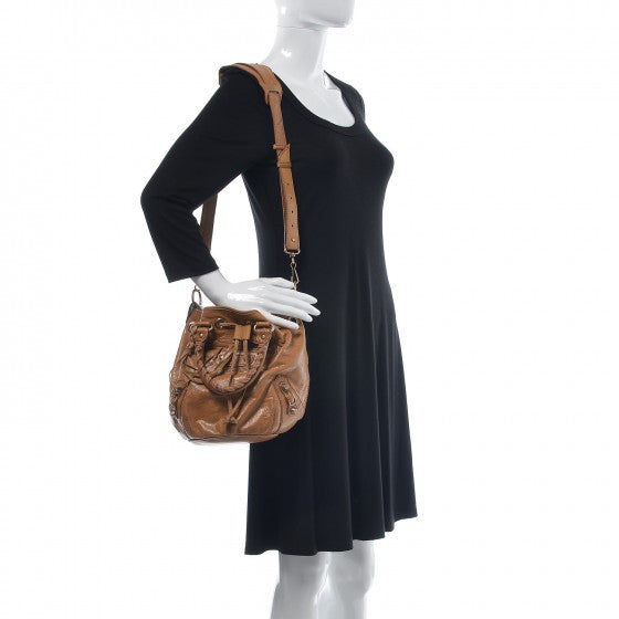 Agneau Giant 12 Rose Gold Hardware Mini Pompon Cumin