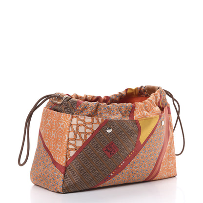 Hermes Silk Barenia Carre en Cravates Fourbi 25 MM Pouch Flamingo Pink Deer Brown 2 of 10