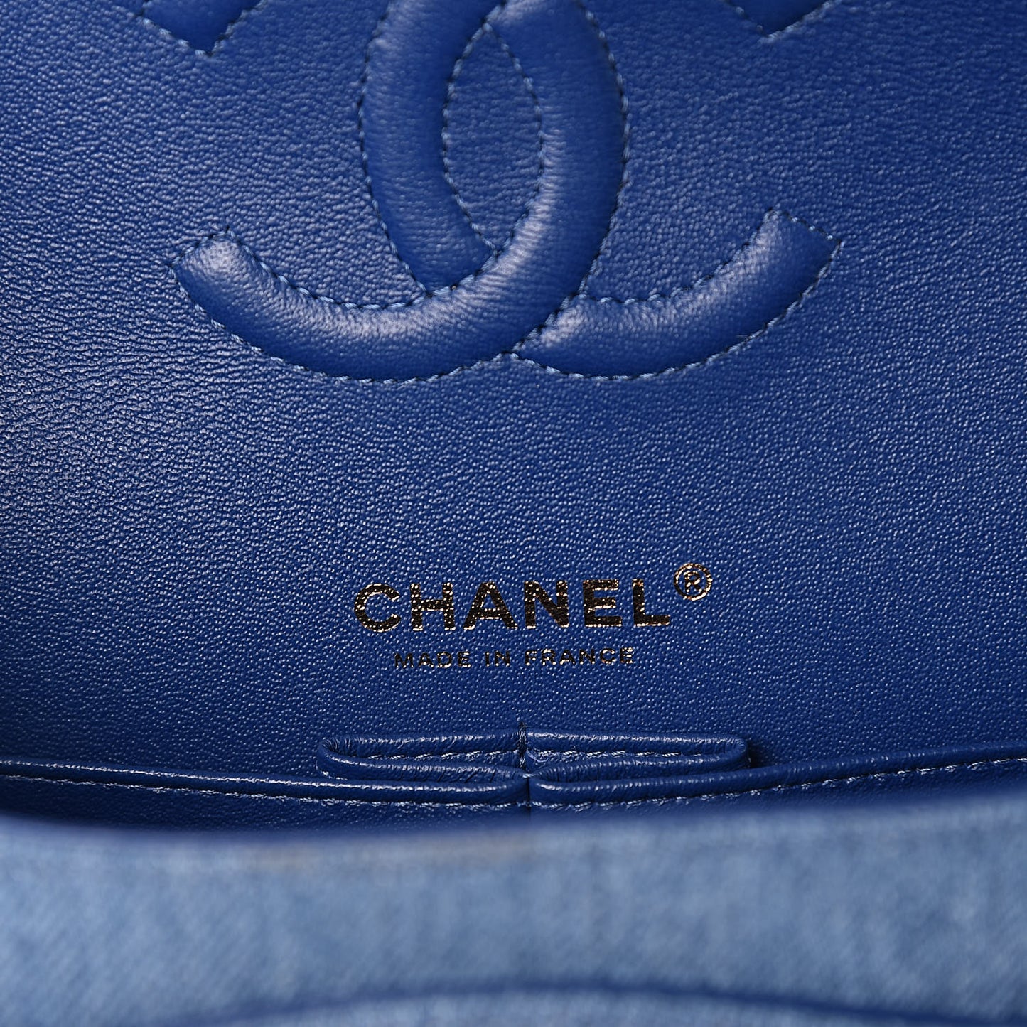Denim Quilted Medium Double Flap Blue