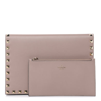 Valentino Garavani Nappa Rockstud Clutch Poudre 1 of 10