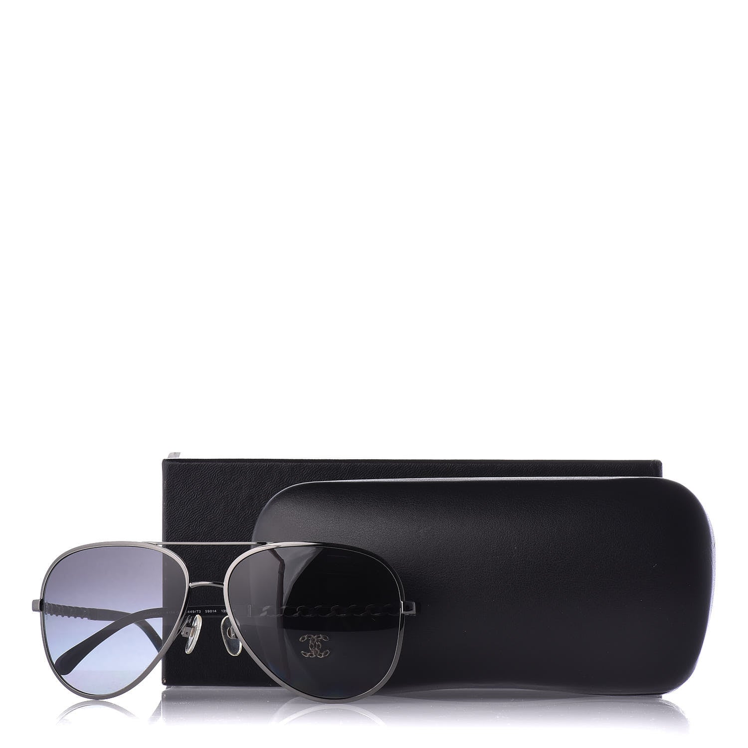 Chanel Lambskin Aviator Chain Sunglasses 4194-Q Black 7 of 7