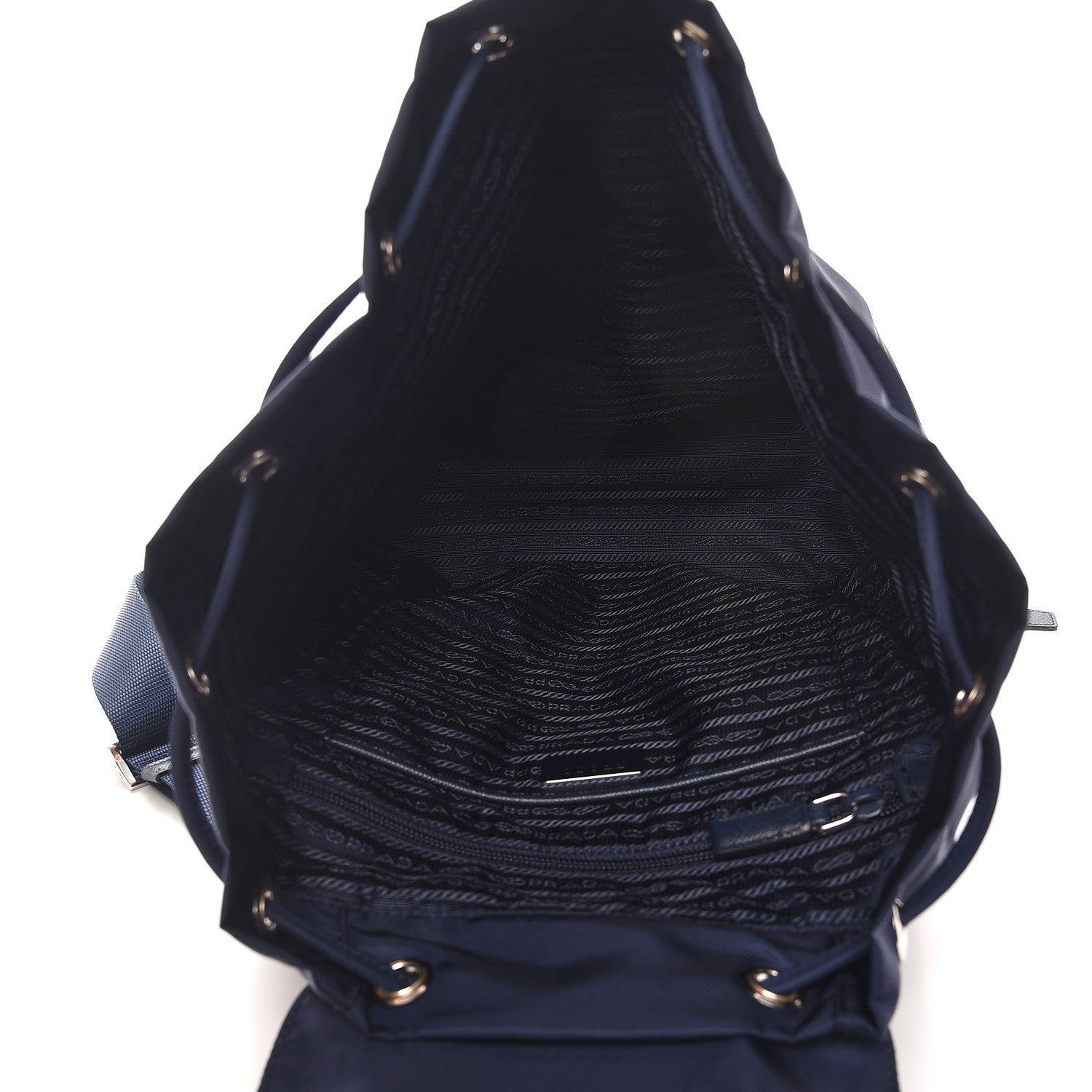 Prada Nylon Vela Saffiano Medium Cinch Backpack Baltico 5 of 8