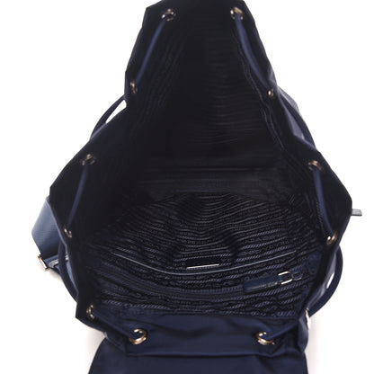 Prada Nylon Vela Saffiano Medium Cinch Backpack Baltico 5 of 8