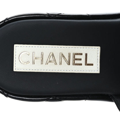 Chanel Lambskin Quilted CC Mules Wedge Sandals 36 Black 8 of 9