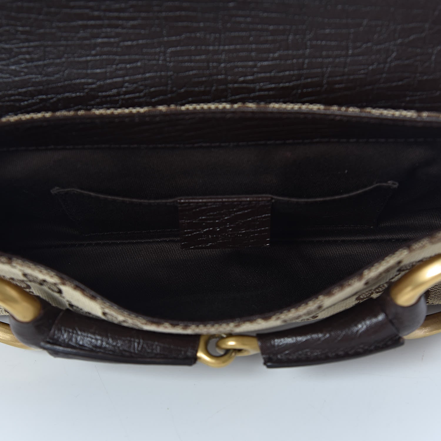 Gucci Monogram Horsebit Clutch Dark Brown 5 of 12