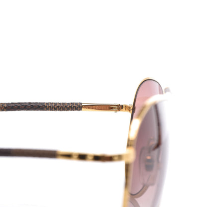 Louis Vuitton Damier Ebene Conspiration Pilote Sunglasses Z0202U Gold 6 of 7
