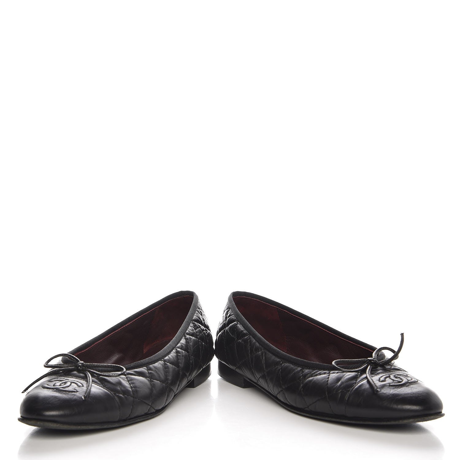 Chanel Aged Calfskin Quilted Cap Toe Ballerina Flats 37 Black 6 of 11
