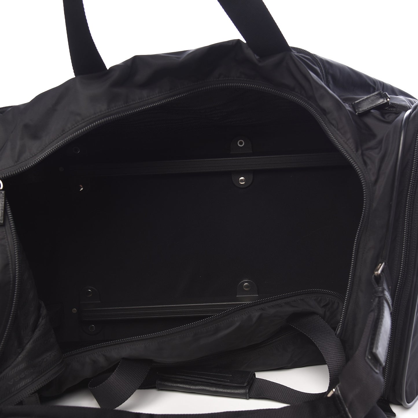 Tessuto Nylon Saffiano Rolling Duffle Black