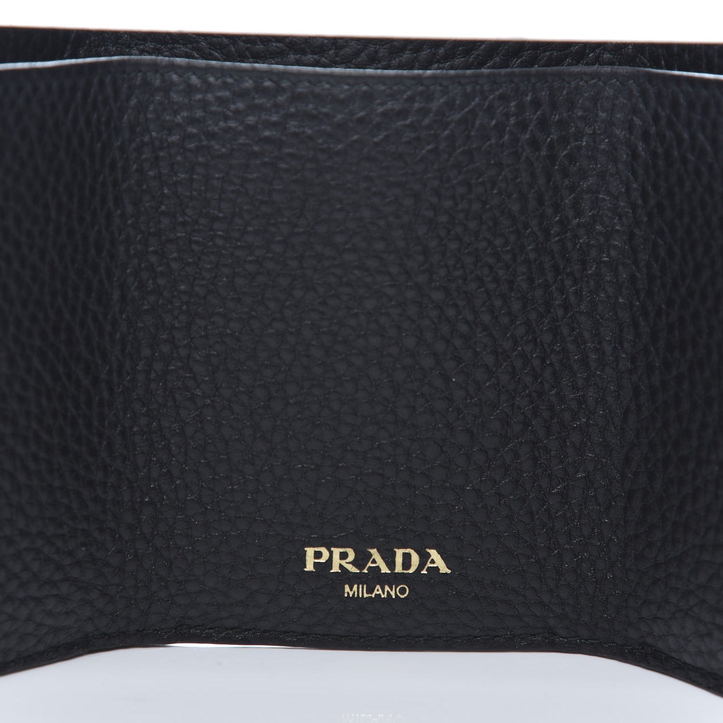 Vitello Grain Small Tri-Fold Wallet Black