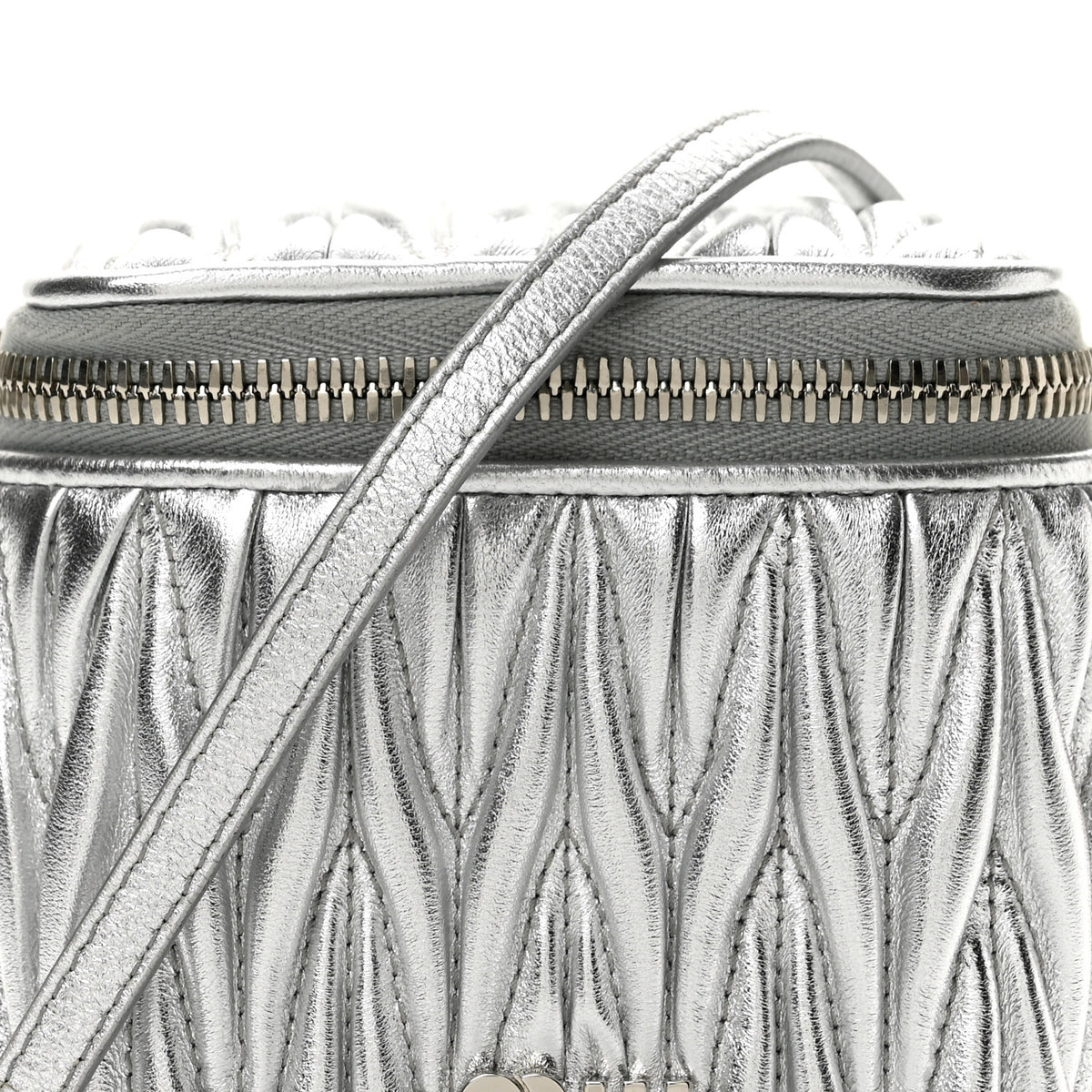 Miu Miu Metallic  Nappa Matelasse Micro Vanity Case Silver 9 of 13