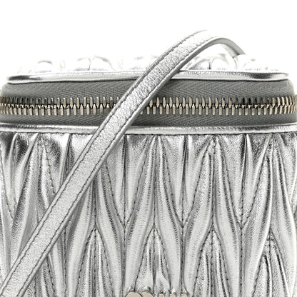 Miu Miu Metallic  Nappa Matelasse Micro Vanity Case Silver 9 of 13