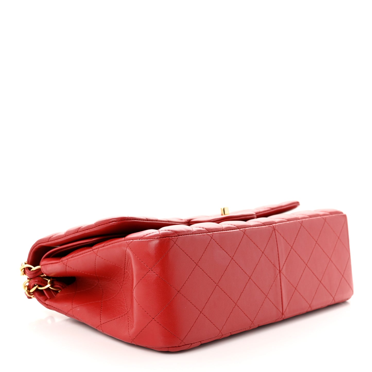 Lambskin Quilted Jumbo Double Flap Red